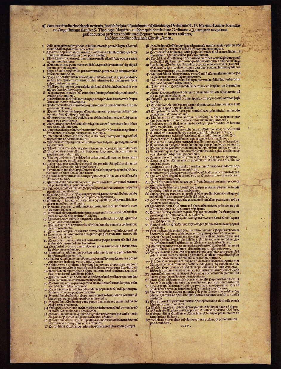 Martin luthers original 95 theses in latin)